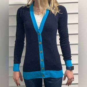 Navy and Turquoise Cardigan